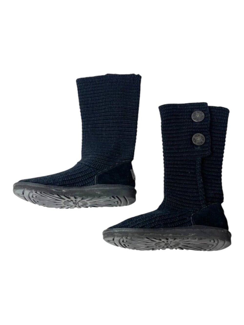 UGG Black 2‎ Button Knit Classic Cardy Sweater Boots Size 5